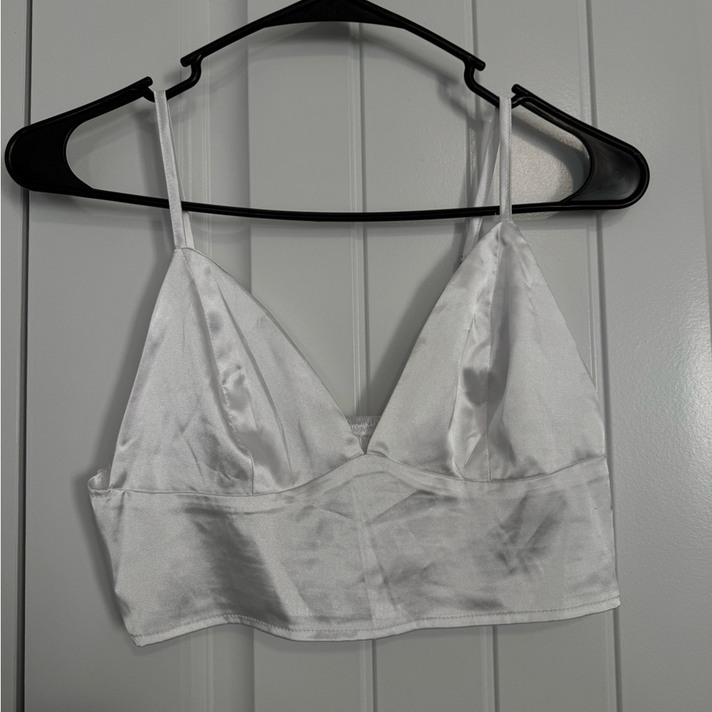 SHEIN White Satin Bralette